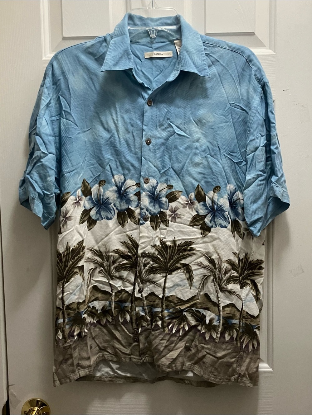 Campia Moda Mens Hawaiian Shirt Size M Floral Graphic Short Sleeve